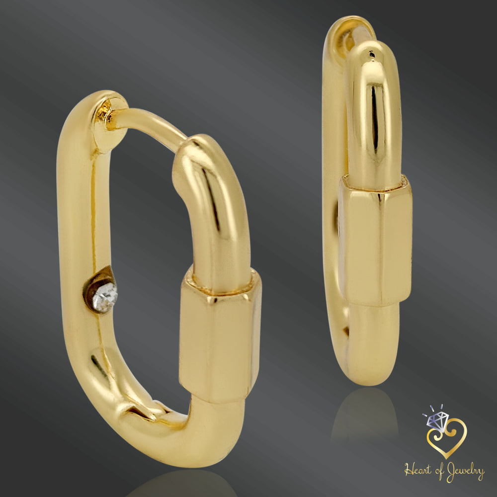 Elegant Gold Huggie Earrings – 14K Plated Brass with Sparkling Zircon Stones