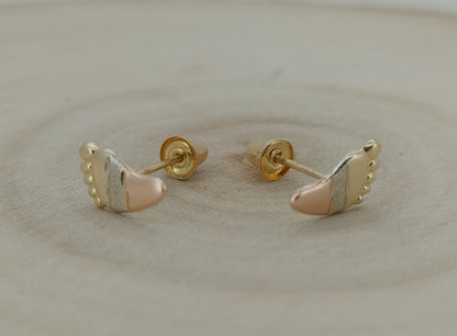 Tiny Footprint Baby Earrings – 14k Solid Gold with Secure Screw Backs