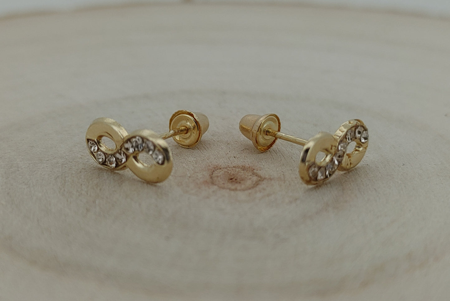 Elegant 14k Gold Infinity Earrings for Babies – CZ Stud Children’s Jewelry