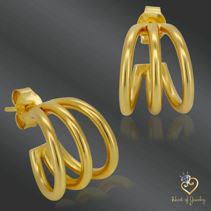 Multilayer C-Shaped Hoop Earrings in 925 Sterling Silver – Sleek Contemporary Style