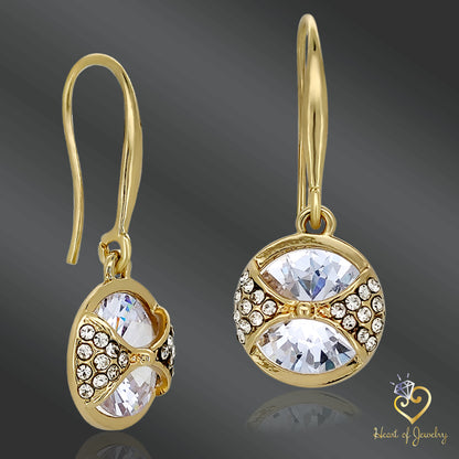Old Hollywood Glam: Vintage Gold Crystal Ball Drop Earrings
