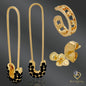 Edgy Gothic Safety Pin Studs – 4pcs Crystal CZ & Brass Statement Earrings for Women