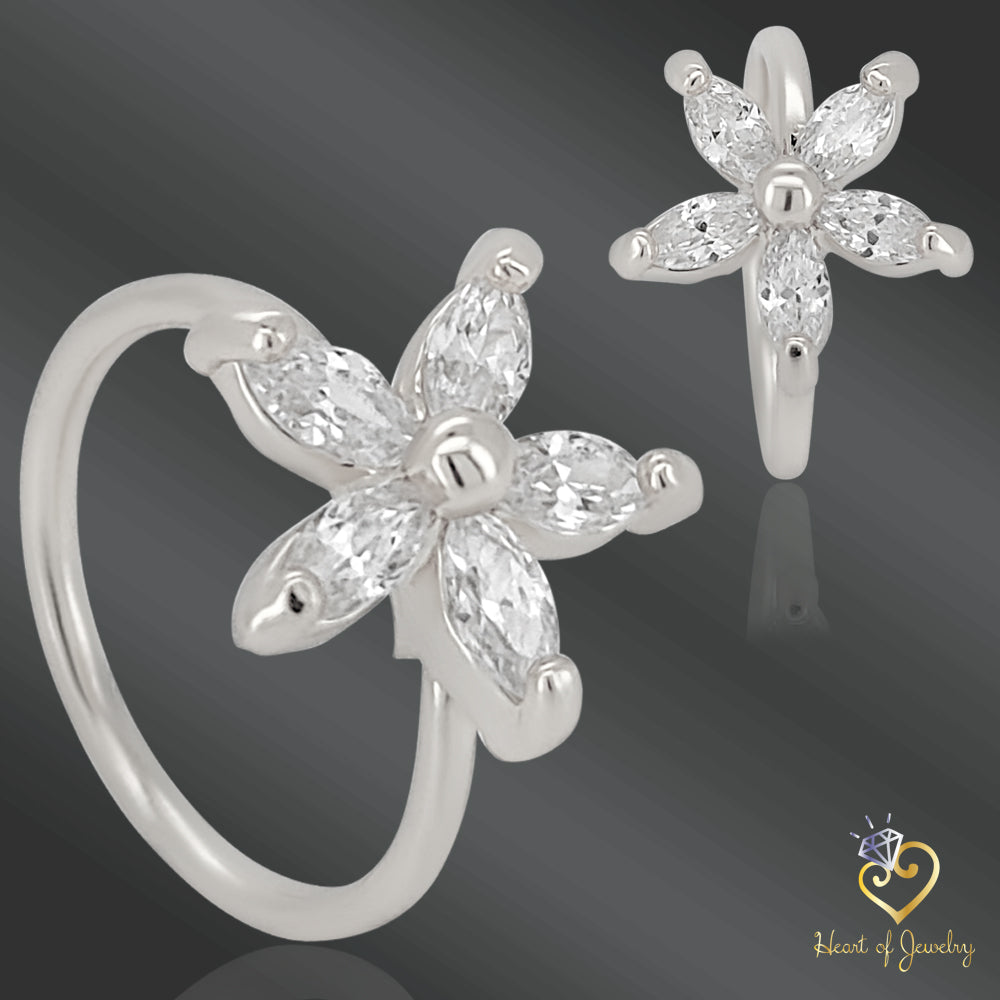 Flower Design Hoops Piercing 20g - Copper Material