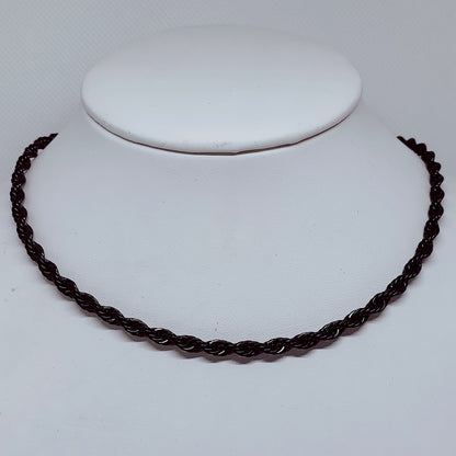 Midnight Steel: 4mm Black Enamel Rope Necklace