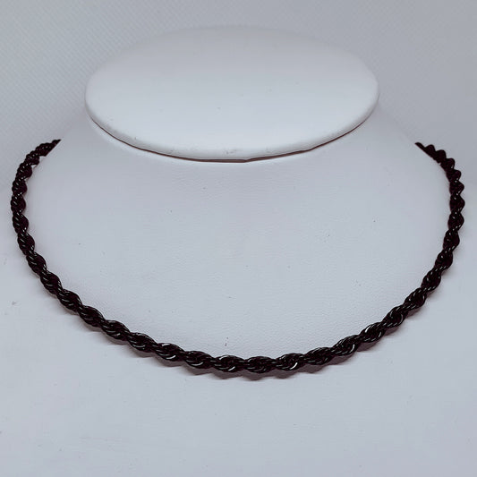 Midnight Steel: 4mm Black Enamel Rope Necklace