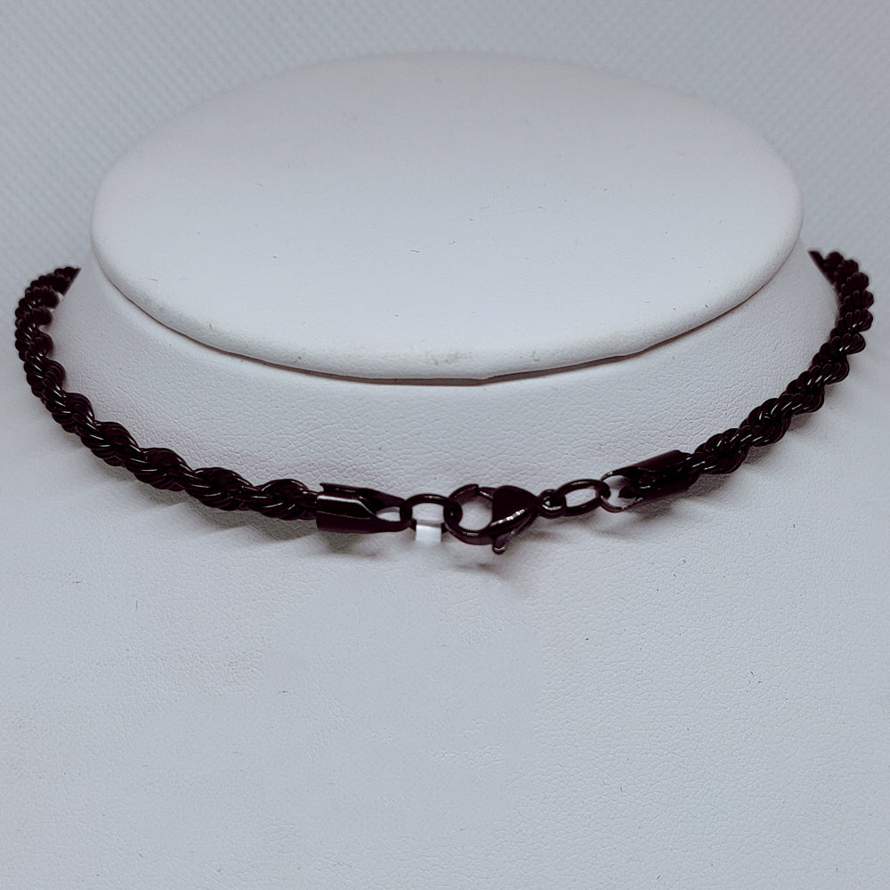 Midnight Steel: 4mm Black Enamel Rope Necklace