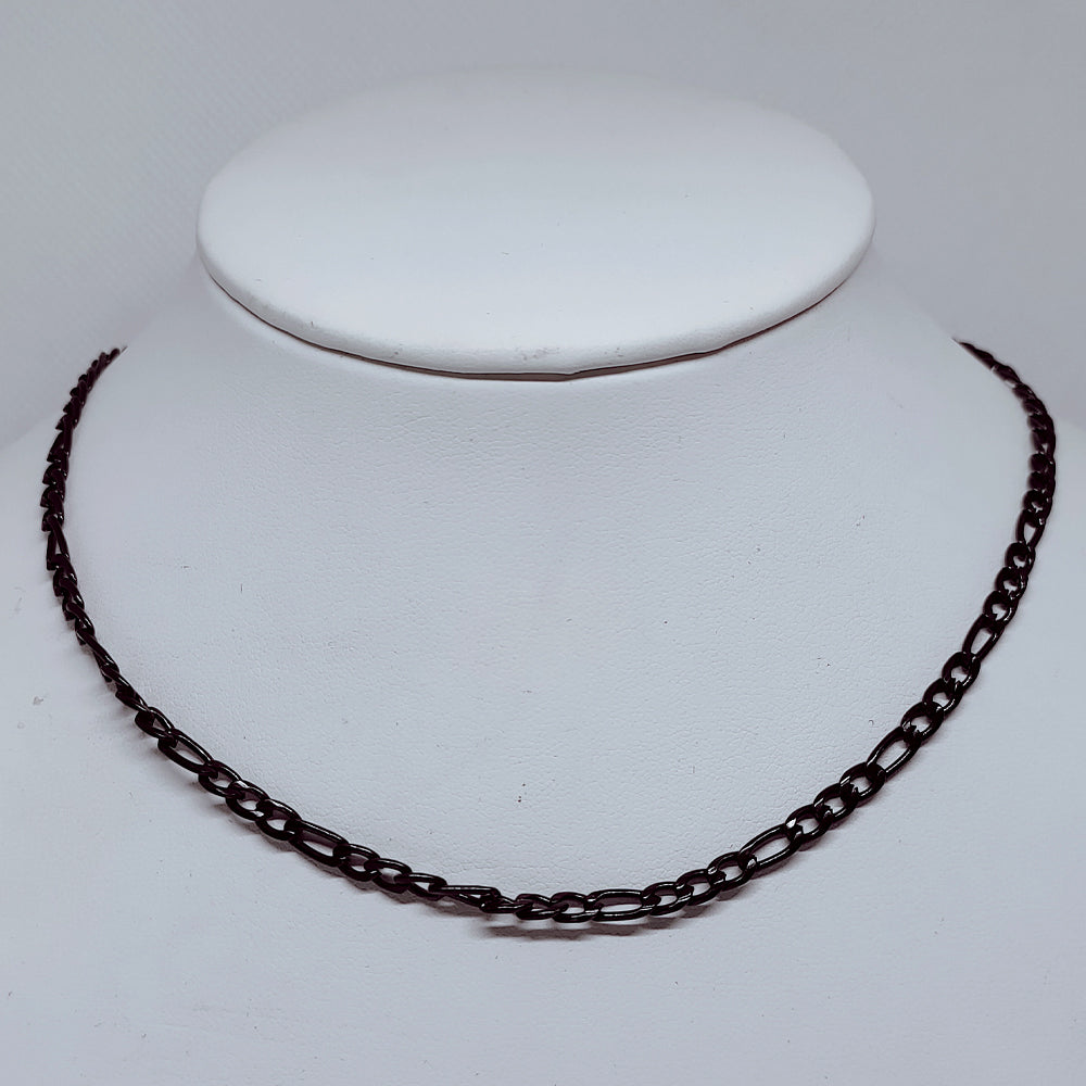 4mm Black Figaro Chain Necklace – Durable Enamel-Coated Stainless Steel