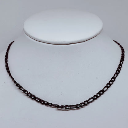 4mm Black Figaro Chain Necklace – Durable Enamel-Coated Stainless Steel