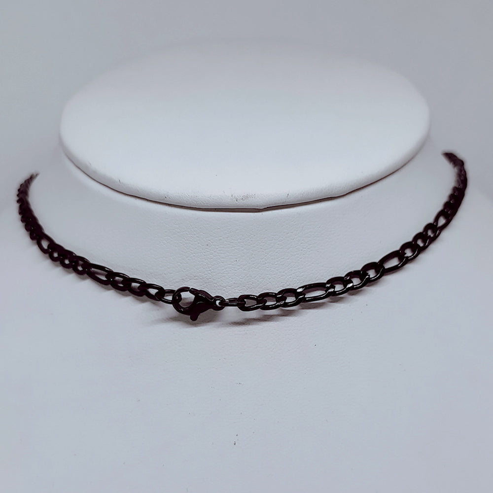4mm Black Figaro Chain Necklace – Durable Enamel-Coated Stainless Steel