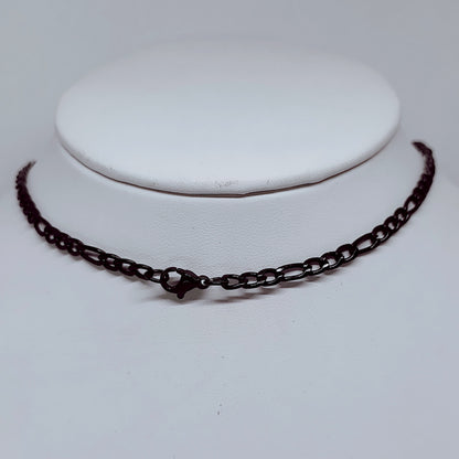 4mm Black Figaro Chain Necklace – Durable Enamel-Coated Stainless Steel