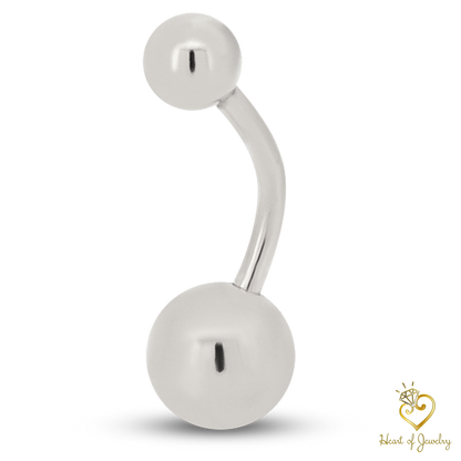 316L Surgical Steel Plain Design Belly Navel Ring  Steel  - 8x5mm Ball - 14g Thickness - 11mm Length