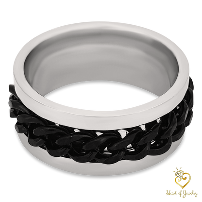 Silvery Titanium Steel Twist Chain Finger Ring Rotating Twist Stainless Steel Band Rings