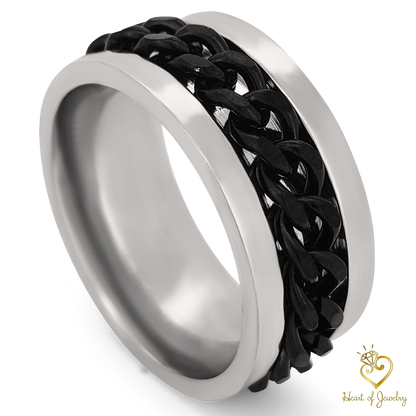 Silvery Titanium Steel Twist Chain Finger Ring Rotating Twist Stainless Steel Band Rings