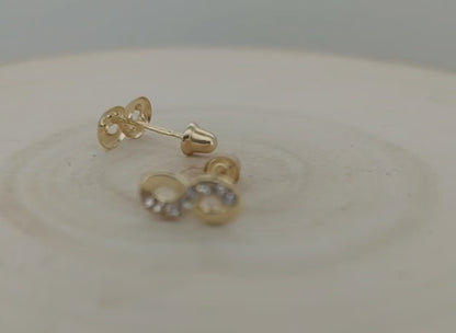 Elegant 14k Gold Infinity Earrings for Babies – CZ Stud Children’s Jewelry